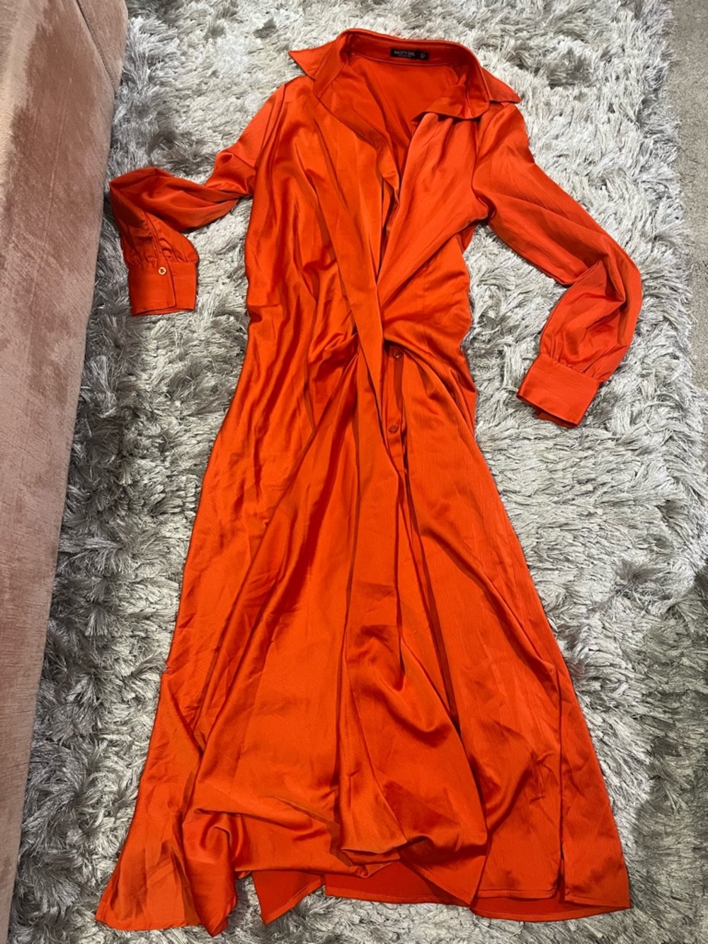 Nasty Gal Vibrant Orange Long Sleeve Shirt Dress